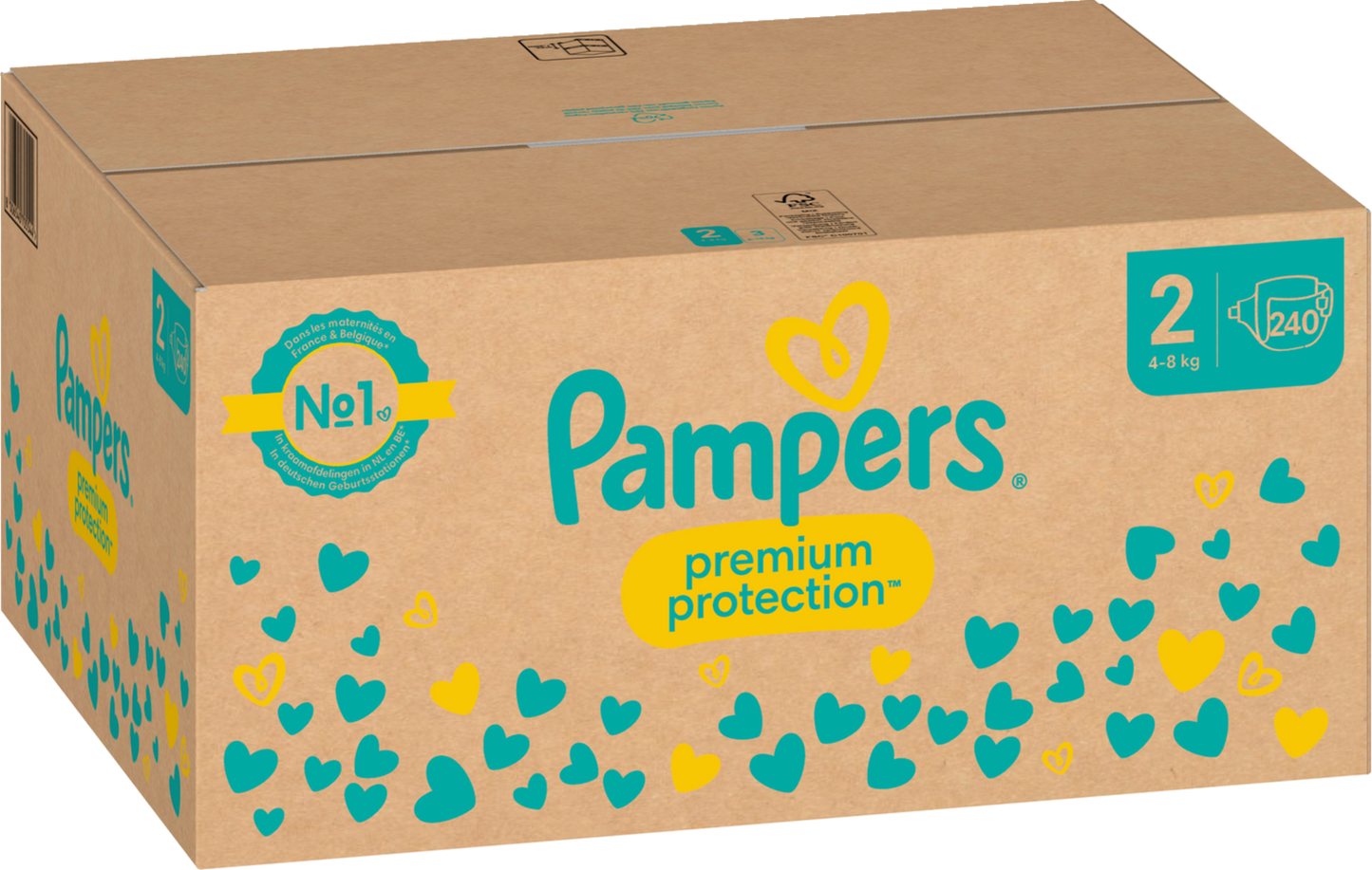 Pampers Premium Protection T2 Mini 4-8kg (240 pces) Pack mensuel