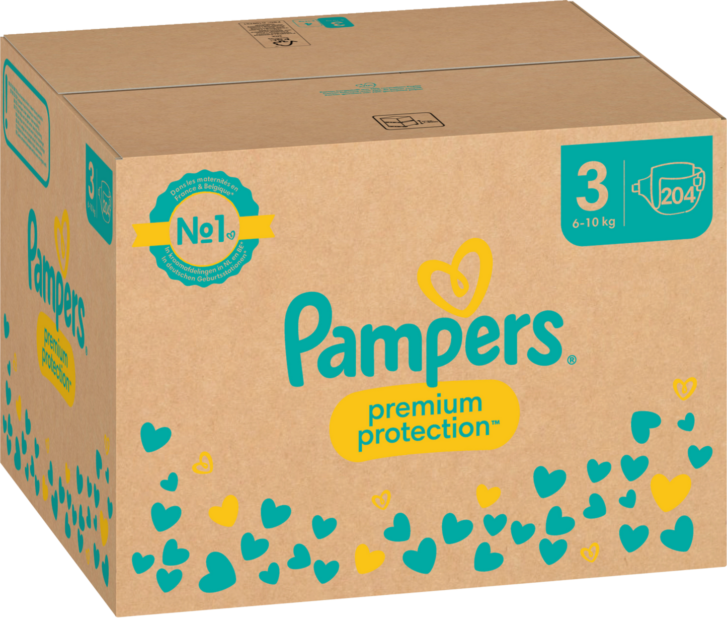 Pampers Premium Protection T3 Midi 6-10kg (204 pces) Pack mensuel