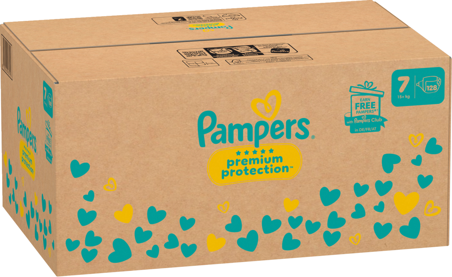 Pampers Premium Protection T7 XXL 15+kg (128 pces) Pack Mensuel