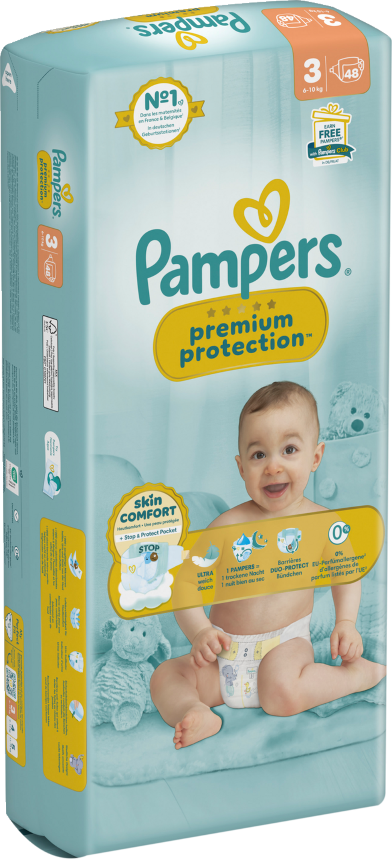 Pampers Premium Protection T3 Midi 6-10kg (48 pces) Sachet