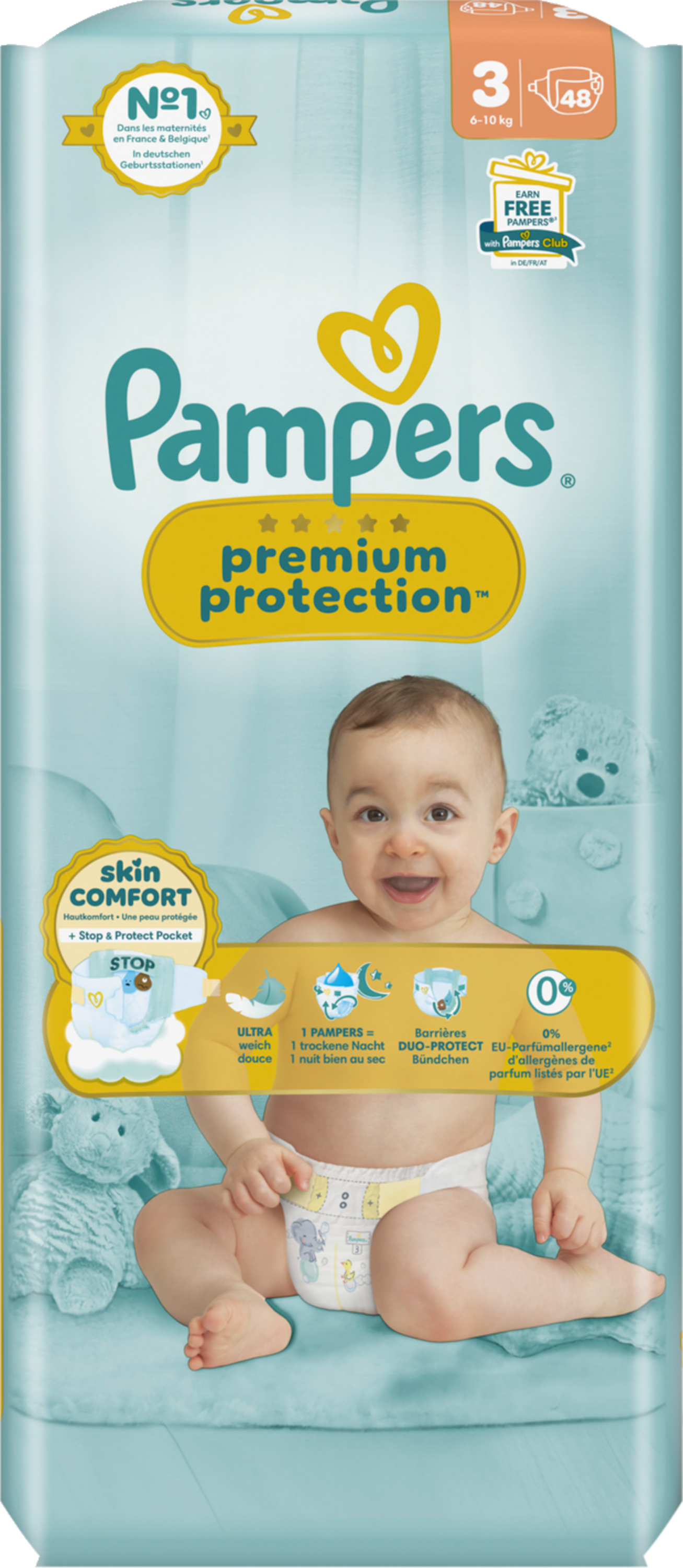 Pampers Premium Protection T3 Midi 6-10kg (48 pces) Sachet