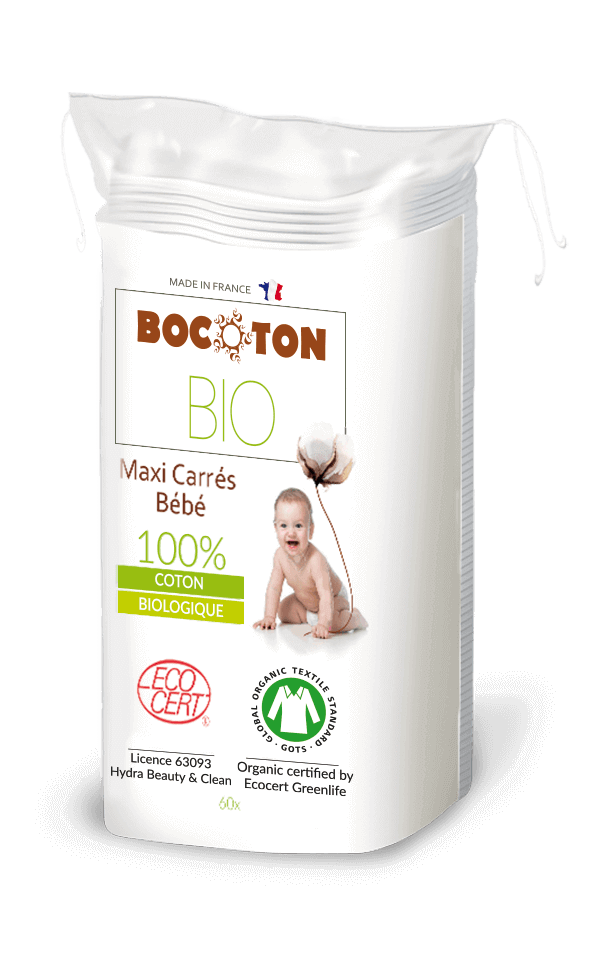 Bocoton Bio Maxi Carrés Bébé 90 X 120mm (60 pces)