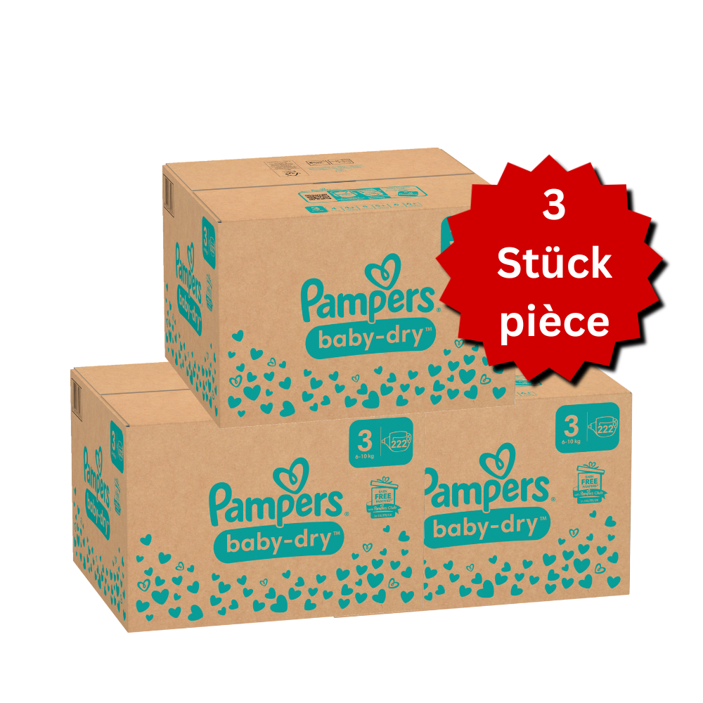 Pampers Baby-Dry T3 Midi 6-10kg (3x222 pces) PROMOTION 3 boîtes mensuelles