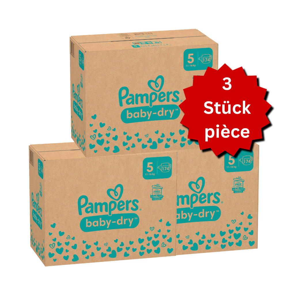 Pampers Baby-Dry T5 Junior 11-16kg (3x174 pces) PROMOTION 3 boîtes mensuelles