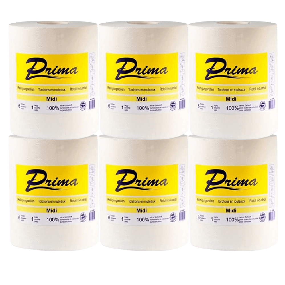 Midi - Rouleau de nettoyage Prima 1 pli 6 rouleaux à 320m