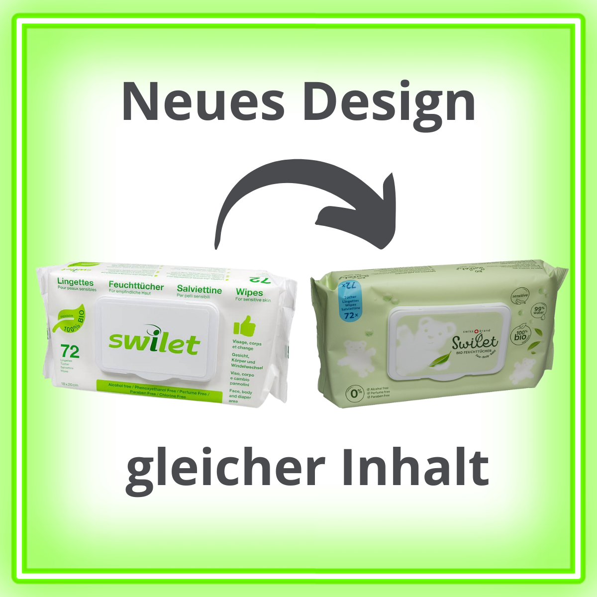 Swilet Lingettes pour visage&corps BIO (72 pces)