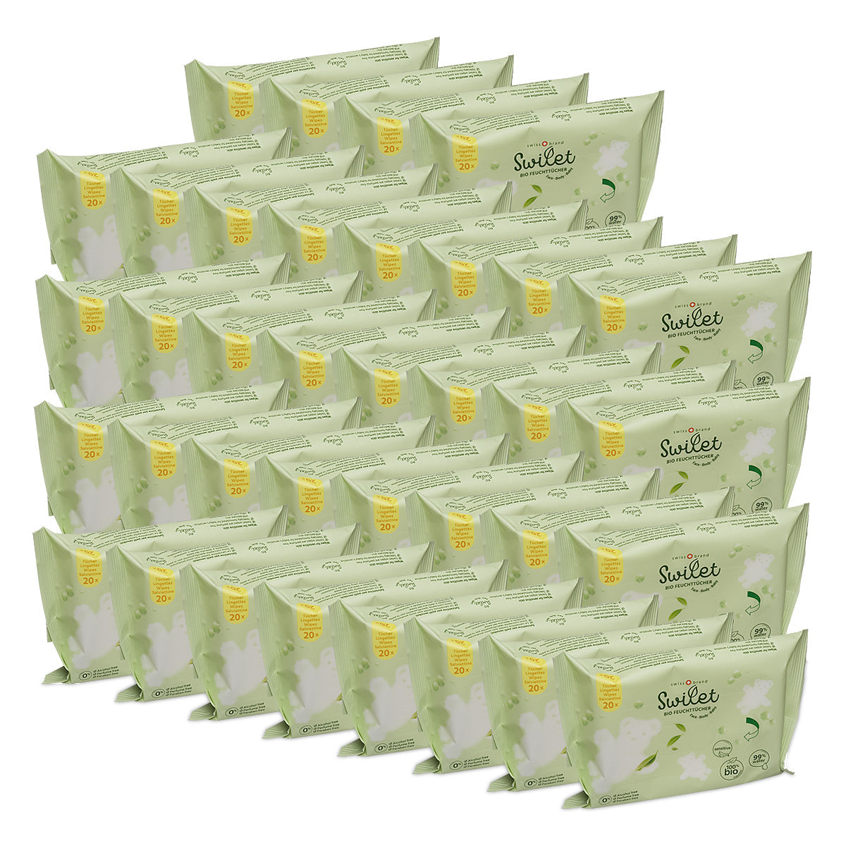 Nouveau Swilet Lingettes humides Bio TRAVELLER (36 x 20 pces) Carton