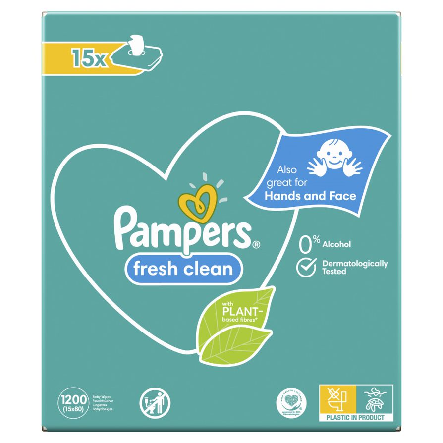 Pampers Fresh Clean Lingettes (15 x 80 pces) –