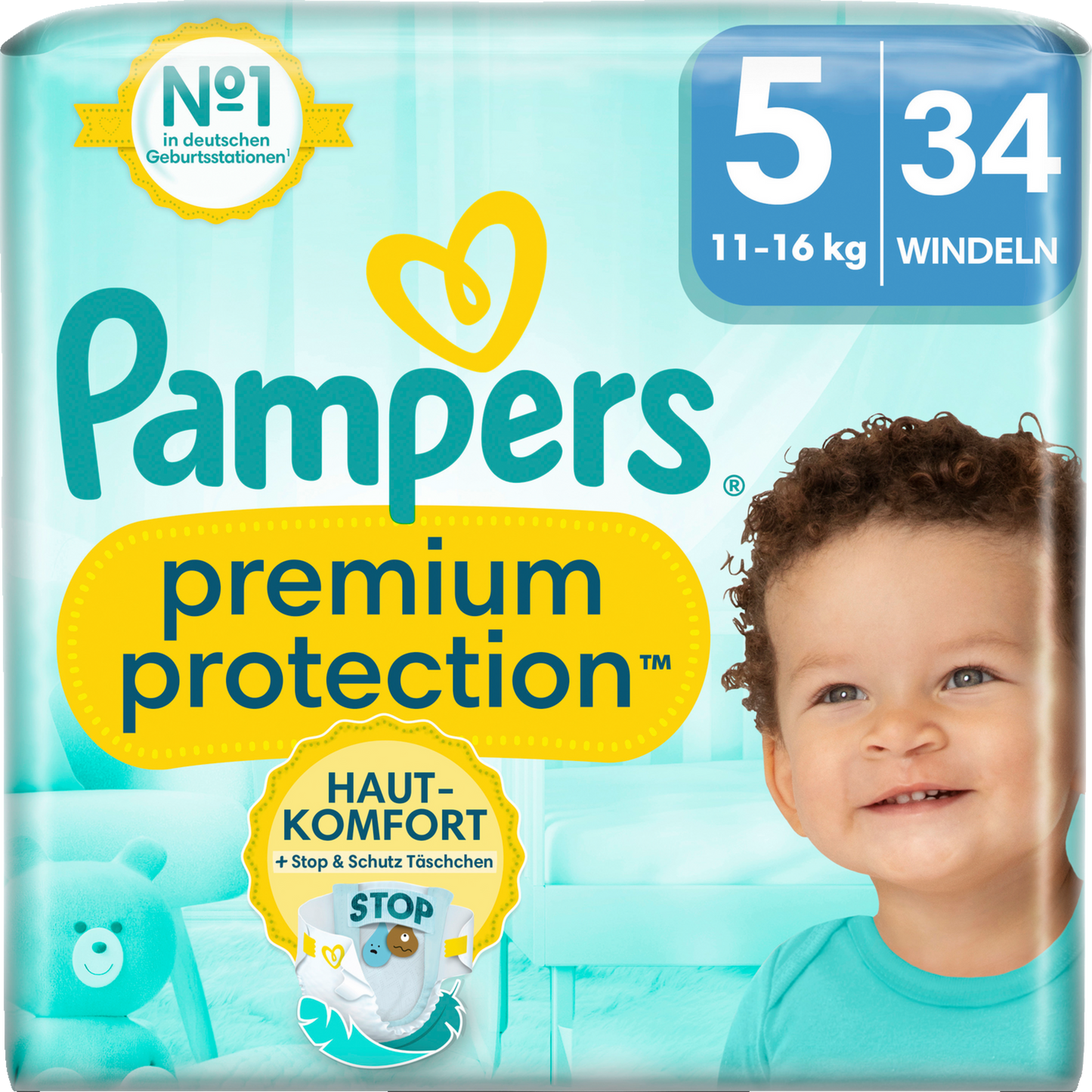 Pampers Premium Protection T5 Junior 11-16kg (34 pces) Sachet