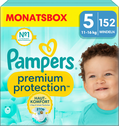Pampers Premium Protection T5 Junior 11-16kg (152 pces) Pack mensuel