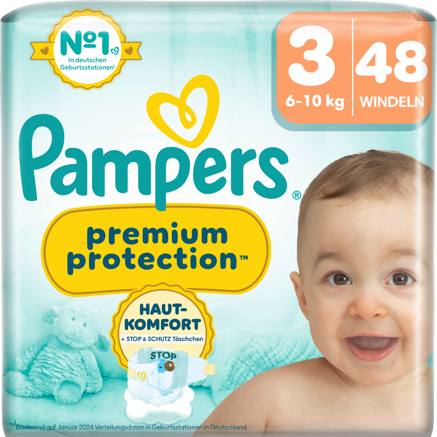 Pampers Premium Protection T3 Midi 6-10kg (48 pces) Sachet