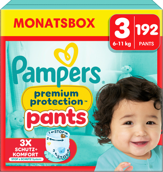 Pampers Premium Protection Pants T3 Midi 6-11kg (192 pces) Pack mensuel