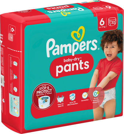 Pampers Baby-Dry PANTS Gr. 6 XL +15kg (32 pces) Sachet