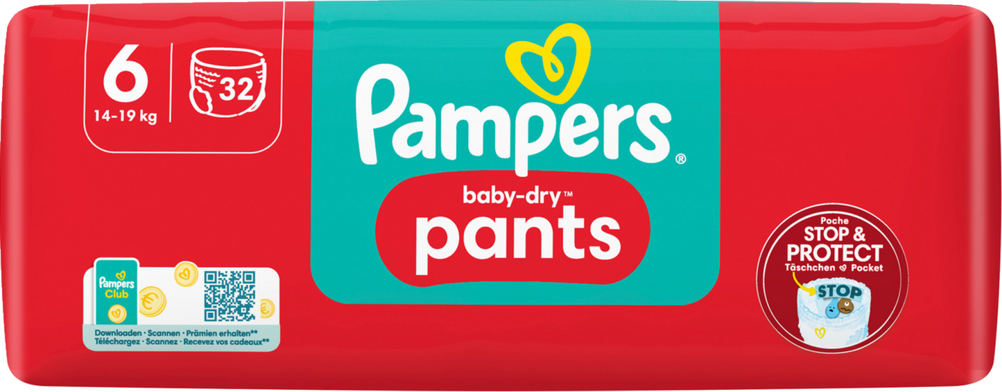 Pampers Baby-Dry PANTS Gr. 6 XL +15kg (32 STK) Beutel
