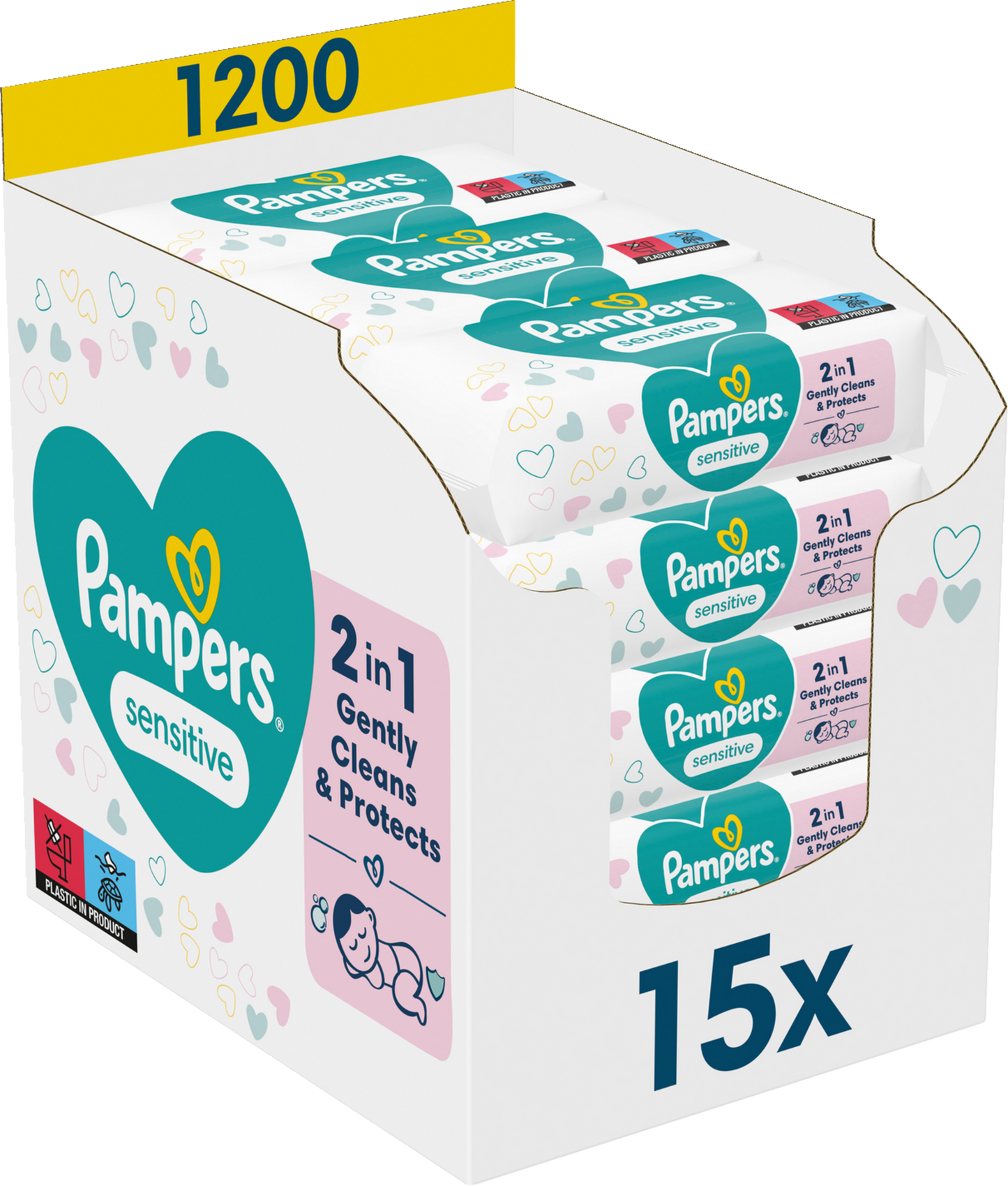 Pampers Lingettes Humides Sensitive ECom (15 x 80 pces)