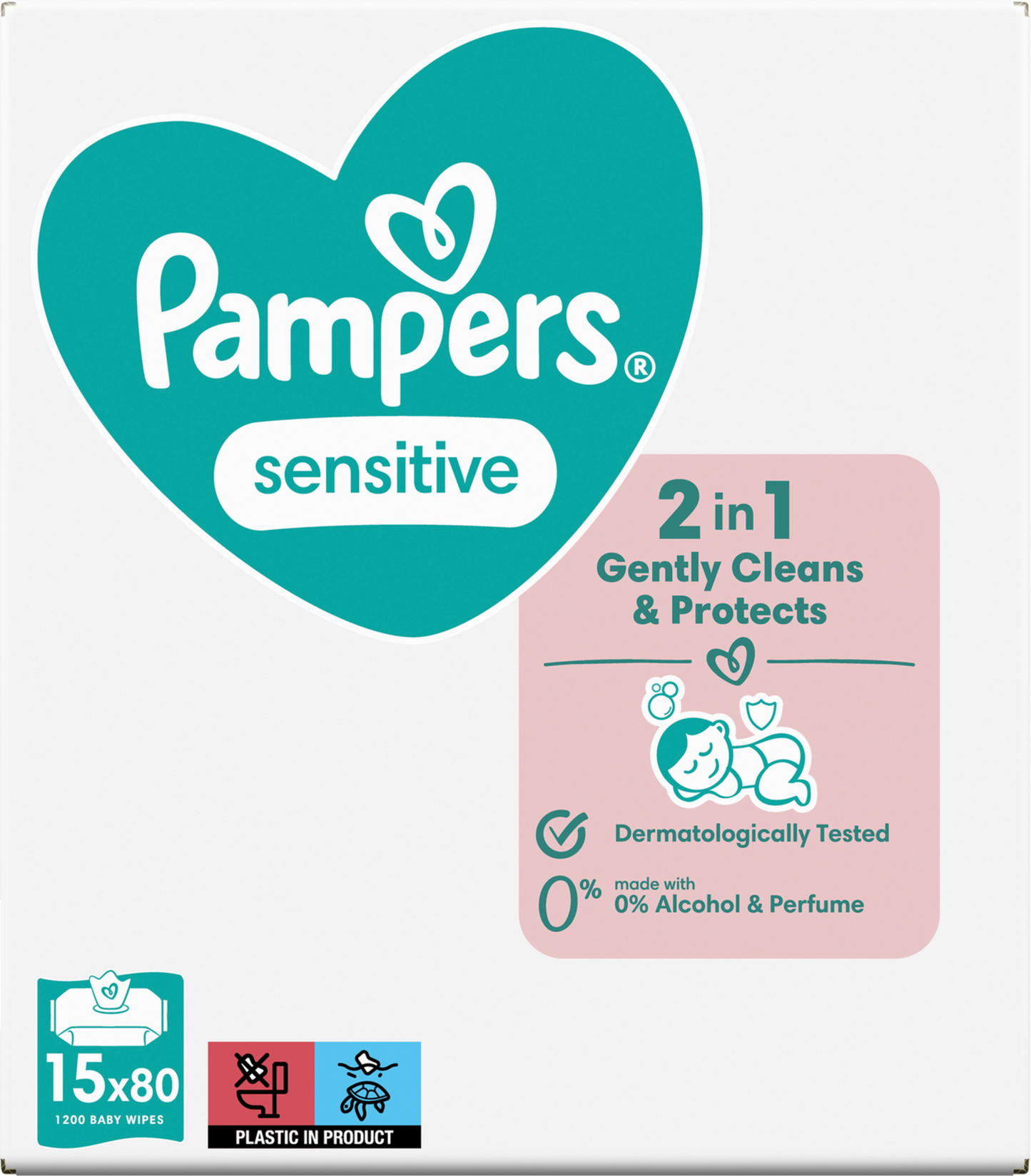 Pampers Lingettes Humides Sensitive ECom (15 x 80 pces)