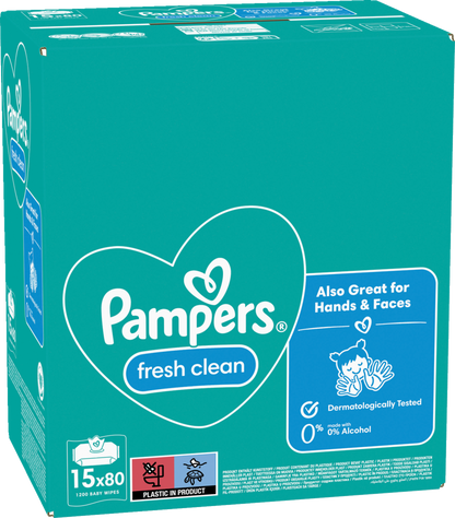 Pampers Fresh Clean Lingettes (15 x 80 pces)