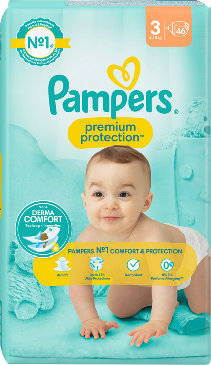 Pampers Premium Protection T3 Midi 6-10kg (46 pces) Sachet