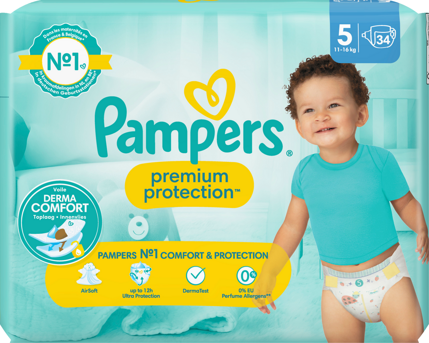 Pampers Premium Protection T5 Junior 11-16kg (34 pces) Sachet