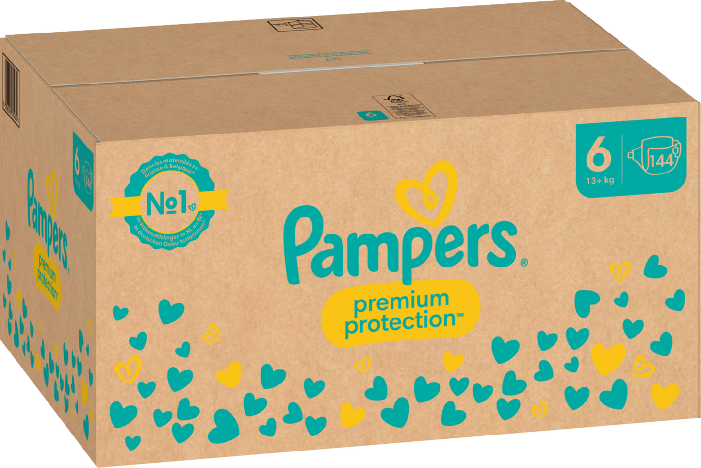 Pampers Premium Protection T6 XL 13+kg (144 pces) Pack Mensuel