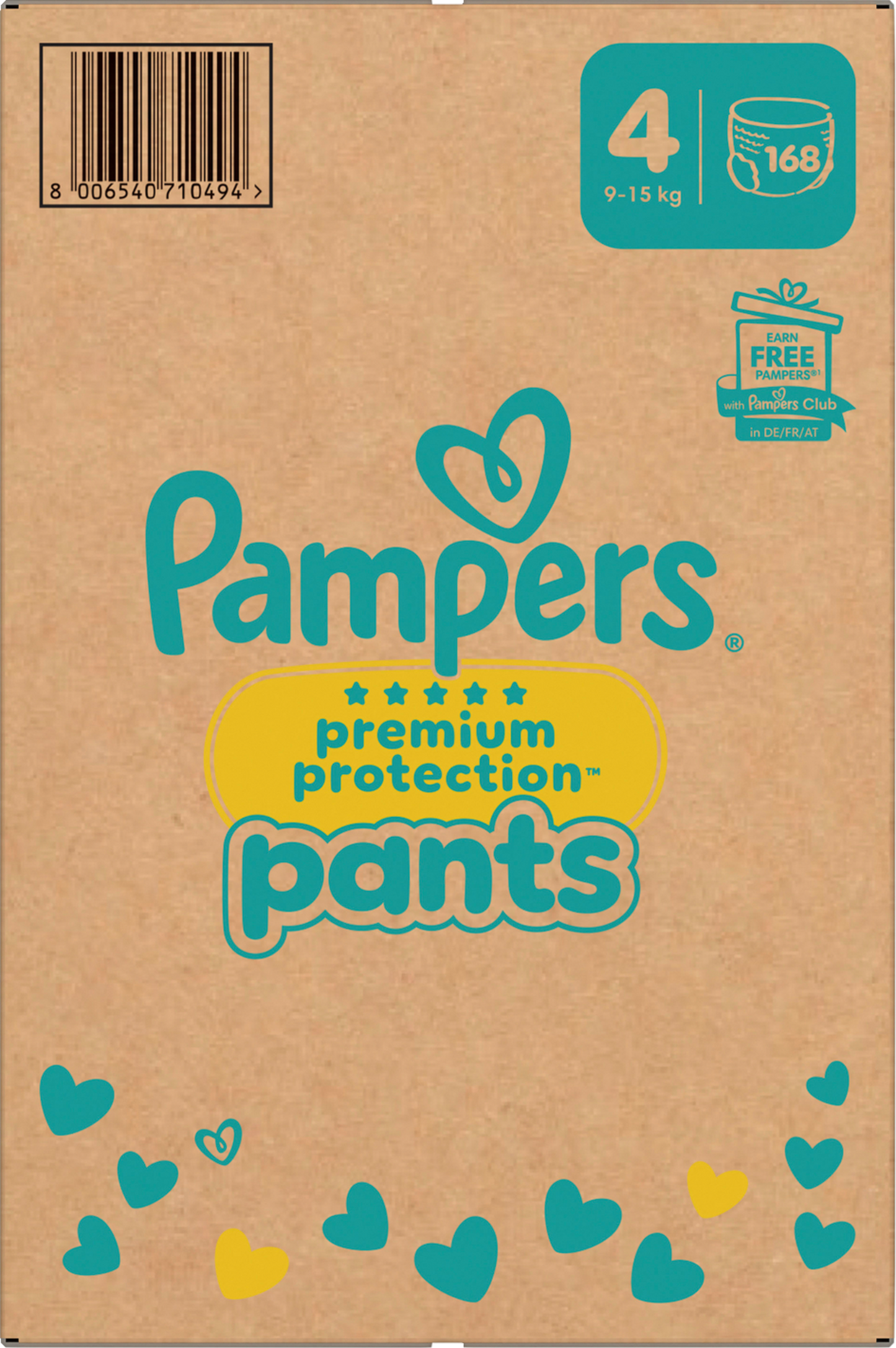 Pampers Premium Protection Pants T4 Maxi 9-15kg (168 pces) Pack mensuel