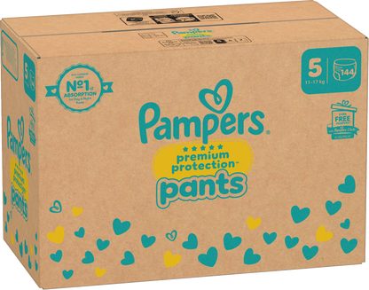 Pampers Premium Protection Pants T5 Junior 12-17kg (144 pces) Pack mensuel