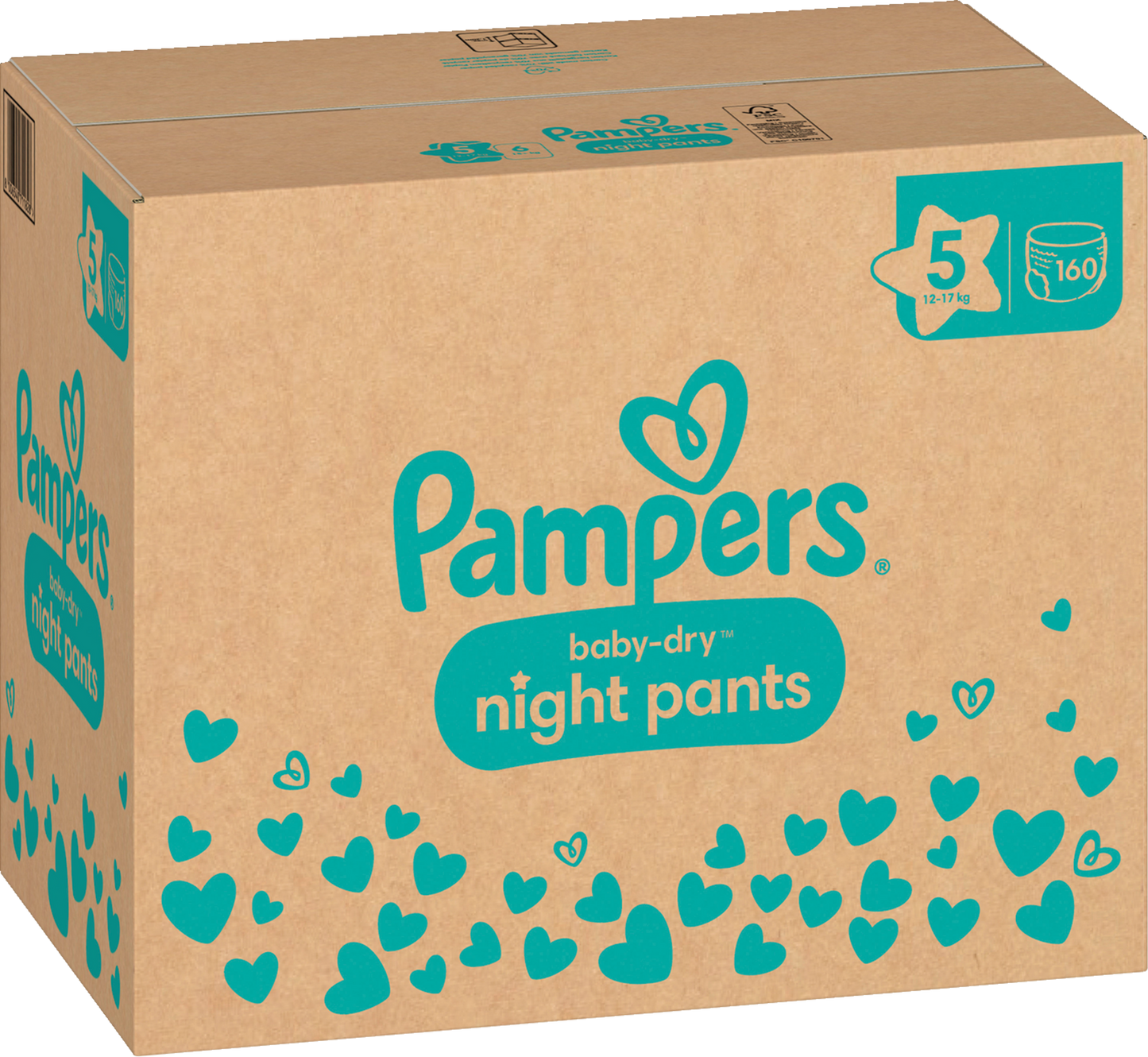 Pampers Baby-Dry Night Pants T5 Junior 12-17kg (160 pces) pack mensuelle