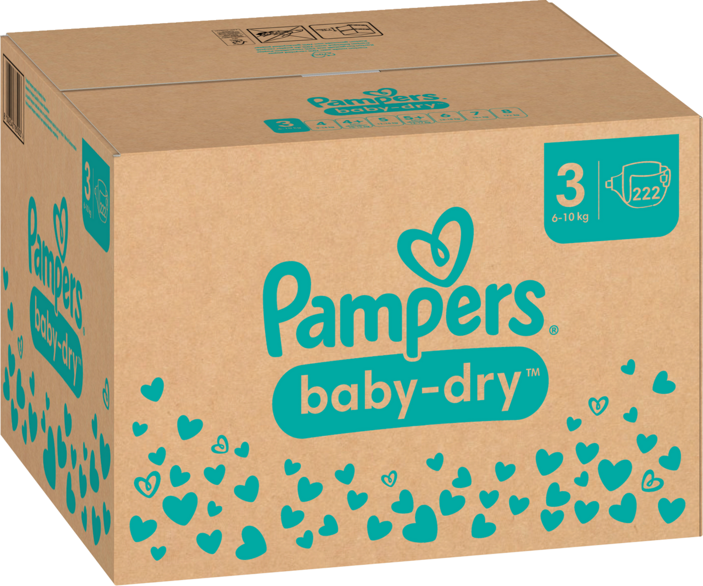 Pampers Baby-Dry T3 Midi 6-10kg (222 pces) Pack mensuel