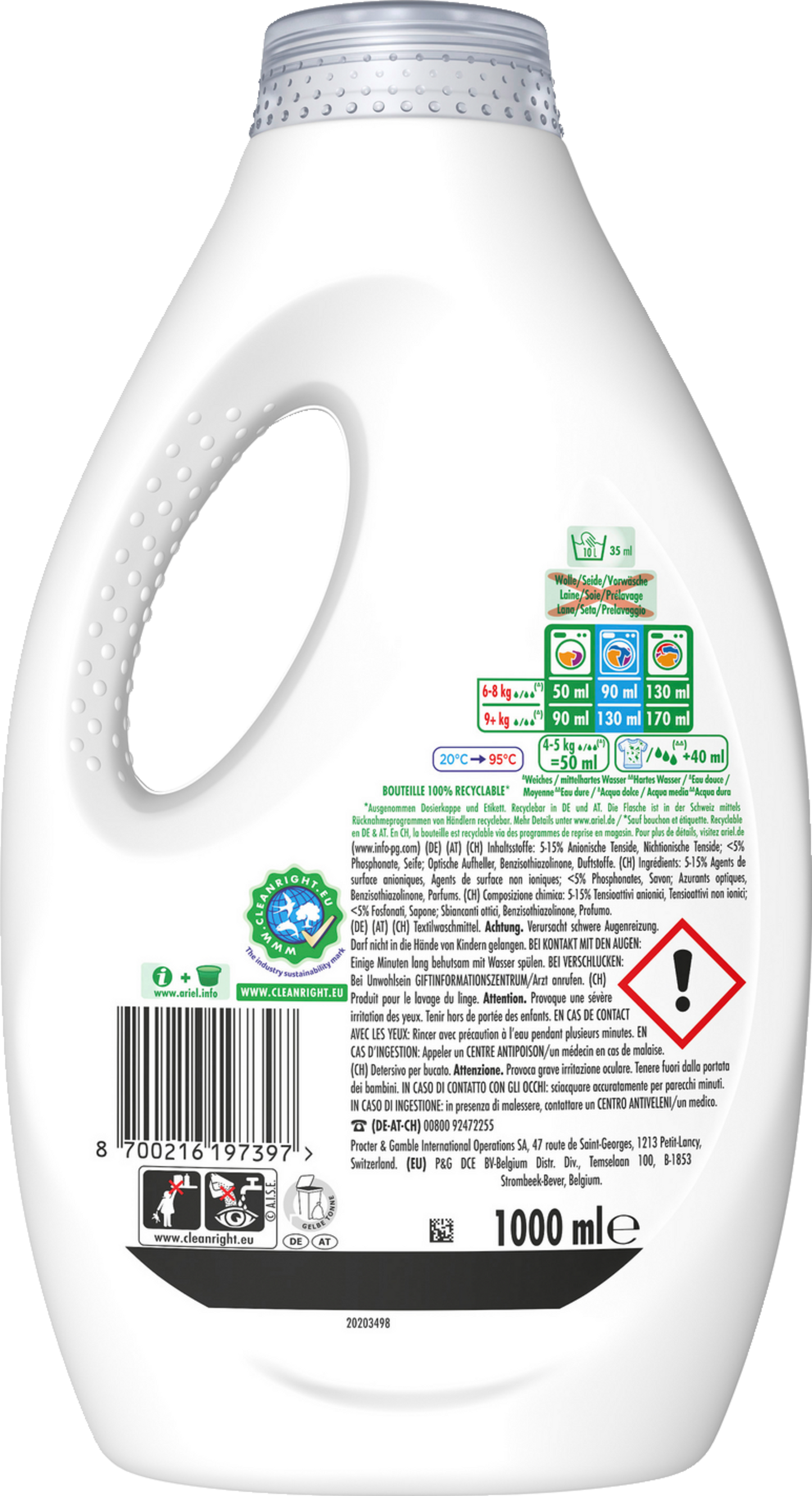 Ariel Lessive Liquide Bébé 20 Charges de Lavage