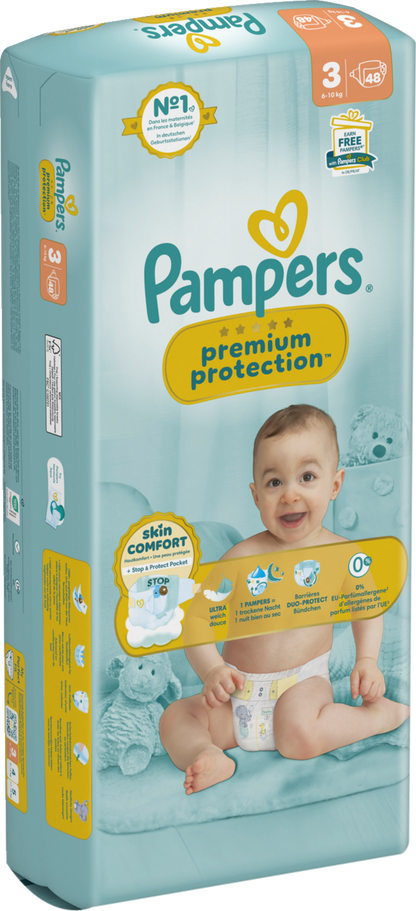 Pampers Premium Protection T3 Midi 6-10kg (48 pces) Sachet