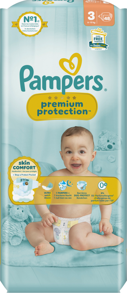 Pampers Premium Protection T3 Midi 6-10kg (48 pces) Sachet