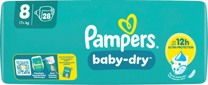 Pampers Baby Dry T8 Extra Large Plus 17+kg (28 pces) Sachet