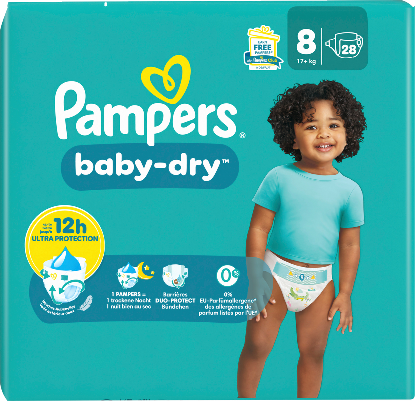 Pampers Baby Dry T8 Extra Large Plus 17+kg (28 pces) Sachet
