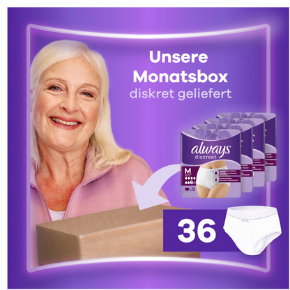 Always Discreet Culottes Plus TM (36 pcs) Paquet Mensuel