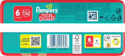 Pampers Baby-Dry PANTS T6 XL 13-19kg (32 pces) Sachet