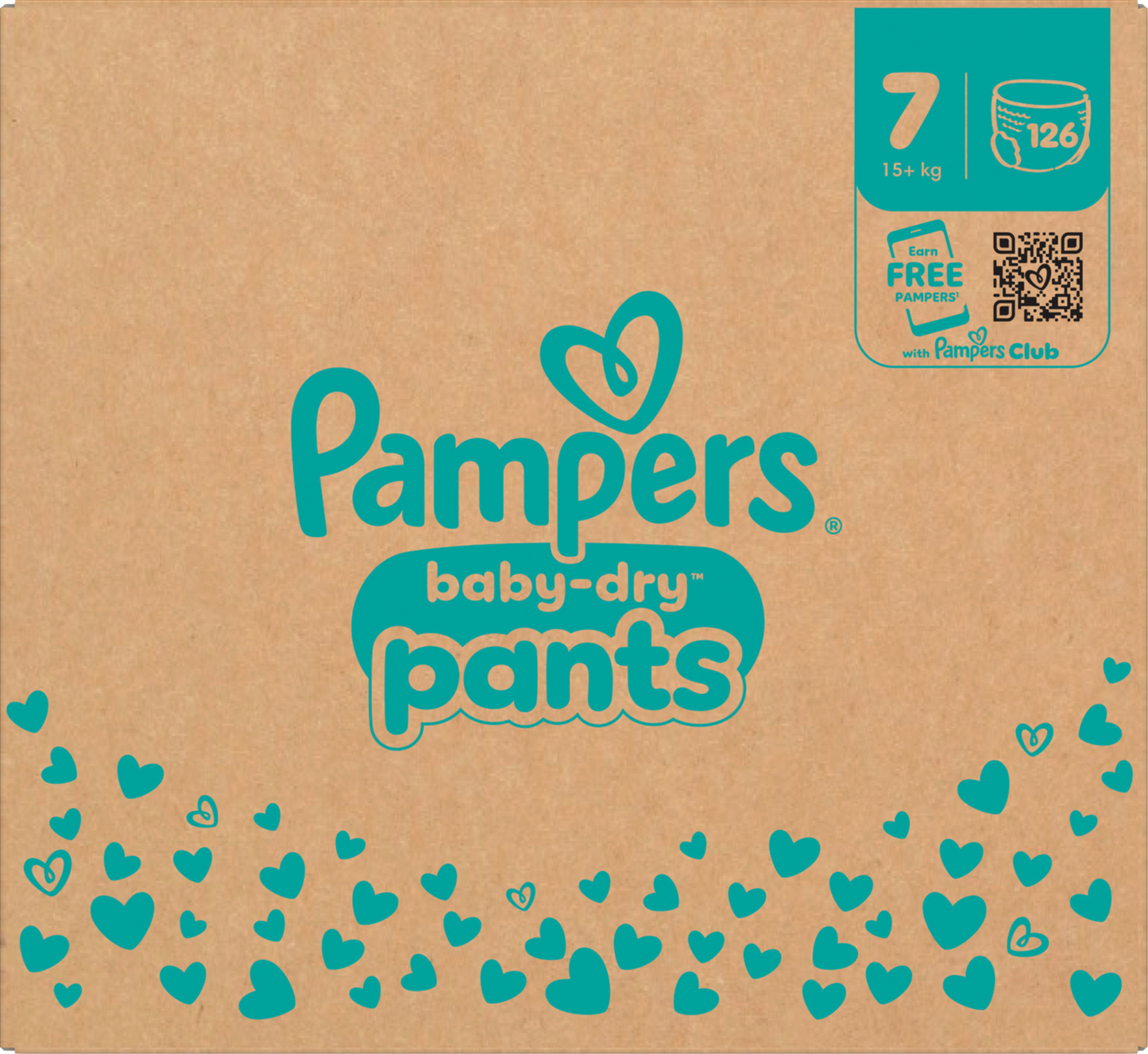 Pampers Baby-Dry PANTS T7 XXL +15kg (126 pces) Pack mensuel