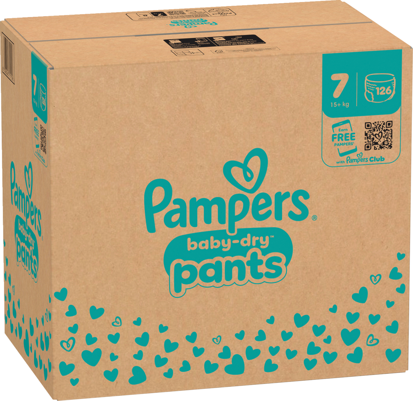 Pampers Baby-Dry PANTS T7 XXL +15kg (126 pces) Pack mensuel