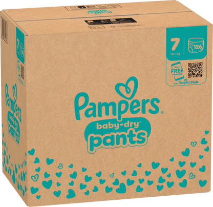 Pampers Baby-Dry PANTS T7 XXL +15kg (126 pces) Pack mensuel