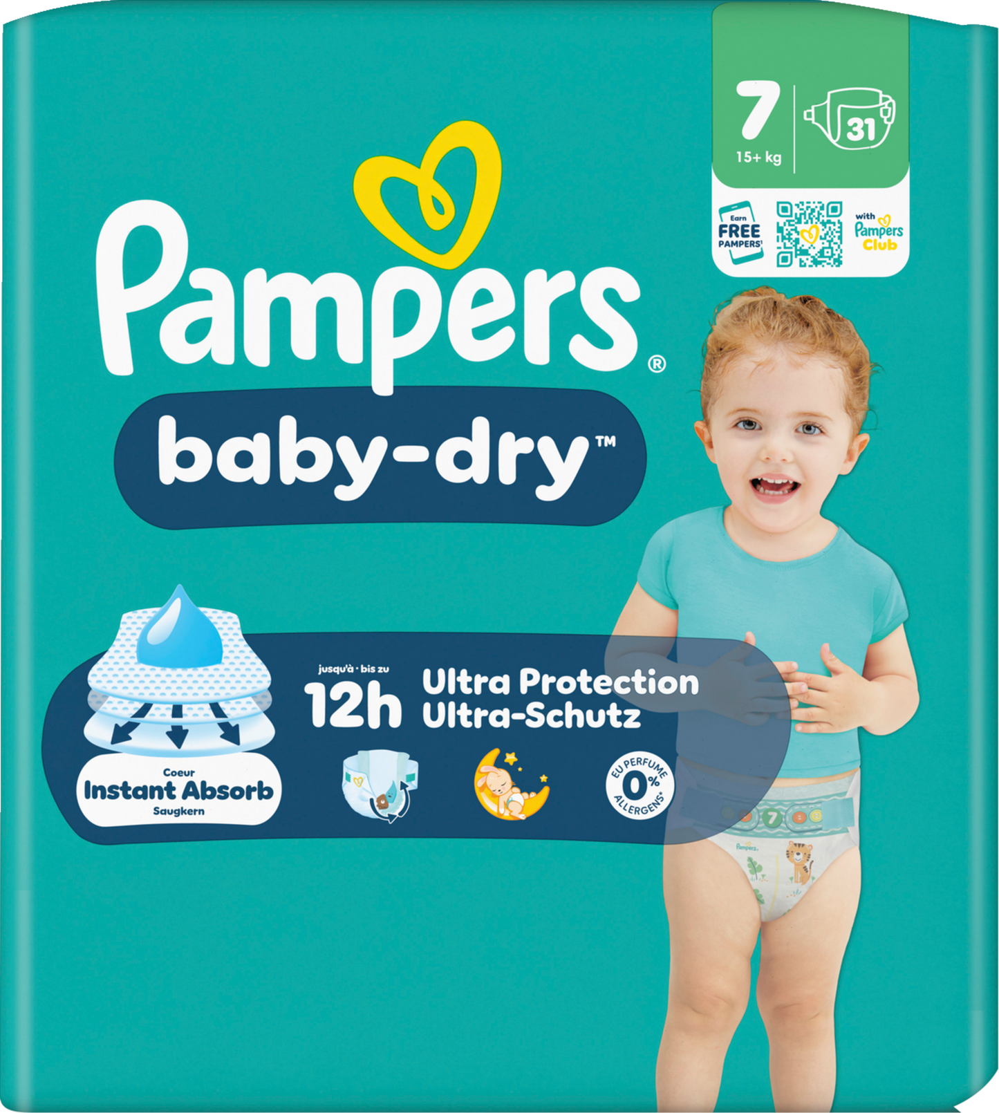 Pampers Baby-Dry T7 XXL 15+kg (31 pces) Sachet