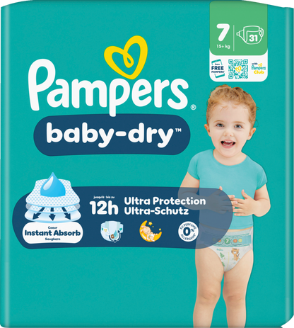 Pampers Baby-Dry T7 XXL 15+kg (31 pces) Sachet