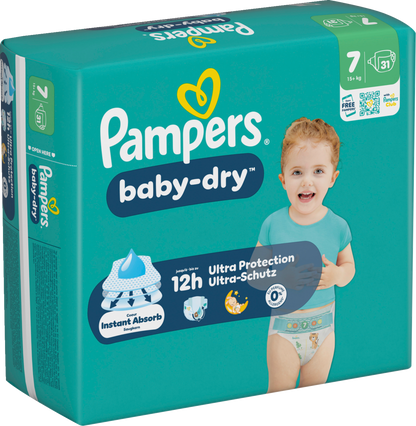 Pampers Baby-Dry T7 XXL 15+kg (31 pces) Sachet