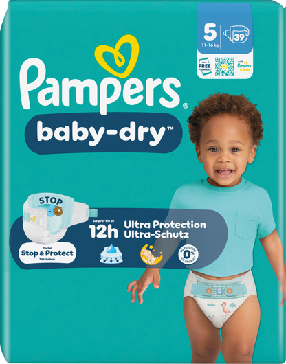 Pampers Baby-Dry T5 Junior 11-16kg (39 pces) Sachet