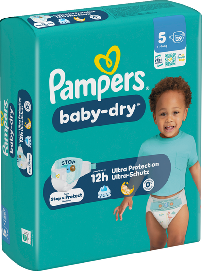 Pampers Baby-Dry T5 Junior 11-16kg (39 pces) Sachet