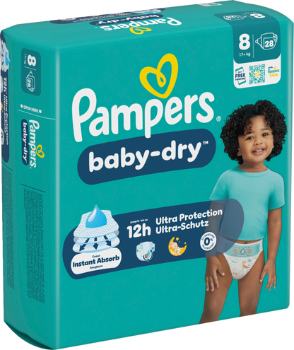 Pampers Baby Dry T8 Extra Large Plus 17+kg (28 pces) Sachet