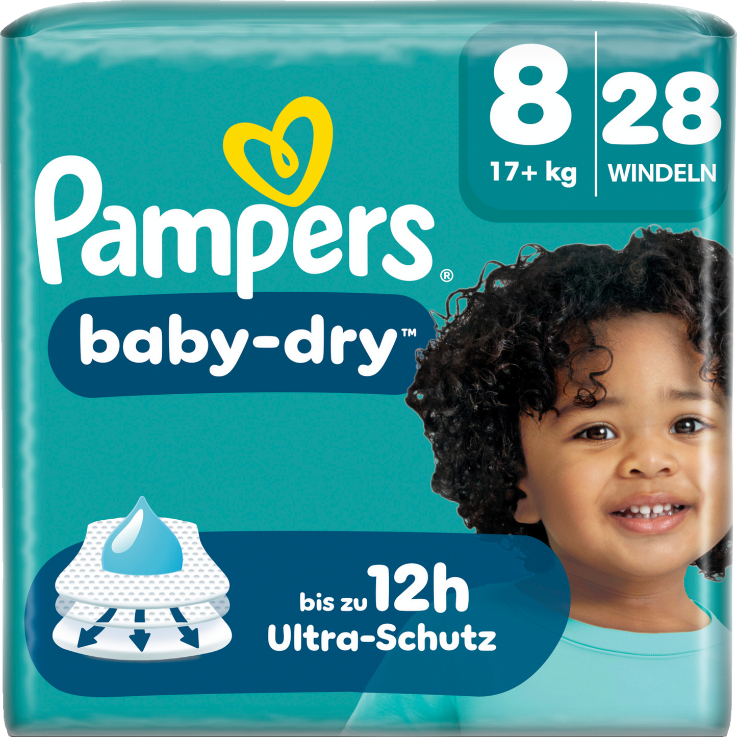 Pampers Baby Dry T8 Extra Large Plus 17+kg (28 pces) Sachet