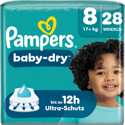 Pampers Baby Dry T8 Extra Large Plus 17+kg (28 pces) Sachet