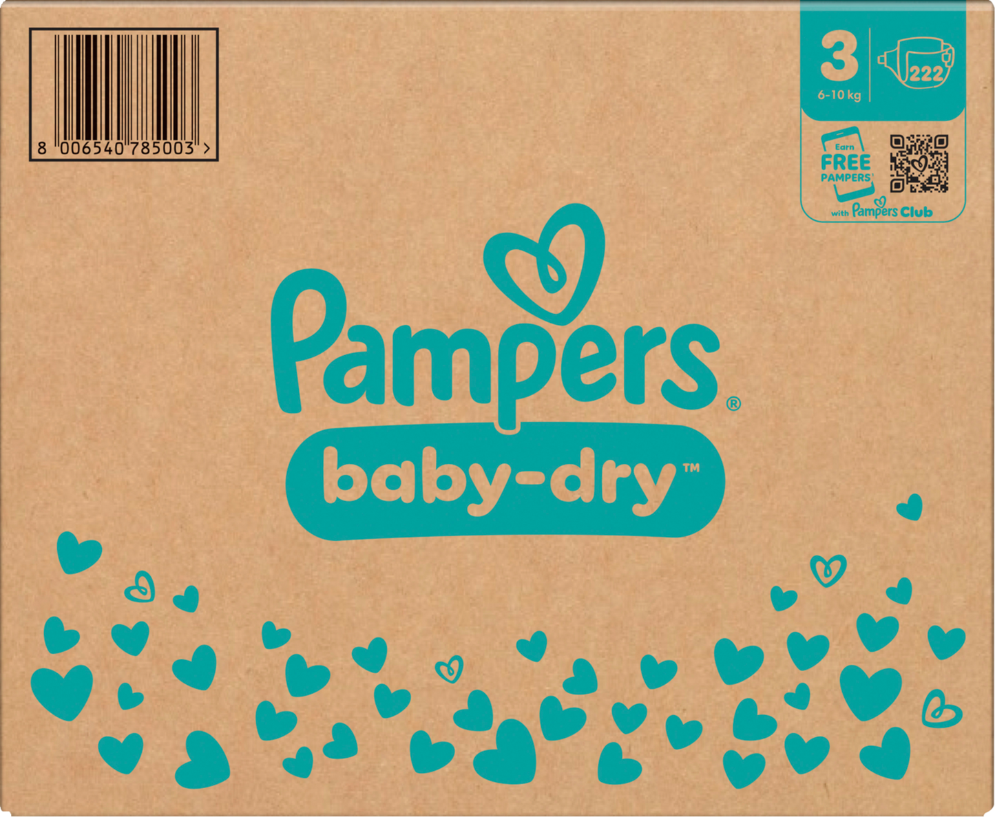 Pampers Baby-Dry T3 Midi 6-10kg (222 pces) Pack mensuel