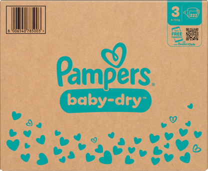 Pampers Baby-Dry T3 Midi 6-10kg (222 pces) Pack mensuel