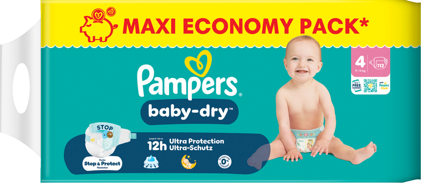 Pampers Baby-Dry T4 Maxi 9-14kg (112 pces) Maxi Pack