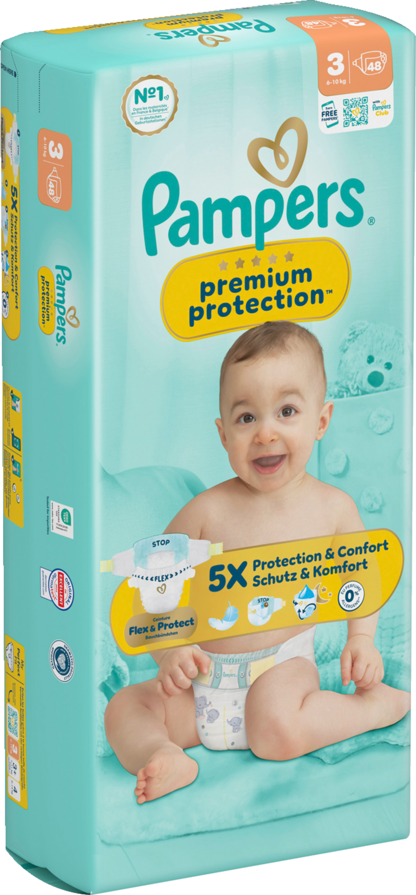 Pampers Premium Protection T3 Midi 6-10kg (48 pces) Sachet